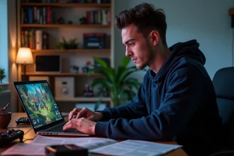 Joueur analysant les faiblesses du type Dragon sur un écran de jeu de stratégie Pokémon