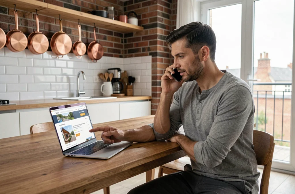 Propriétaire gérant la mise en location saisonnière de son appartement meublé sur une plateforme en ligne